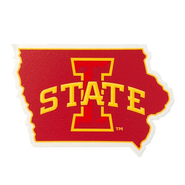 I-State Shape of Iowa Cardinal Rugged Sticker (2.5in x 3.5in)